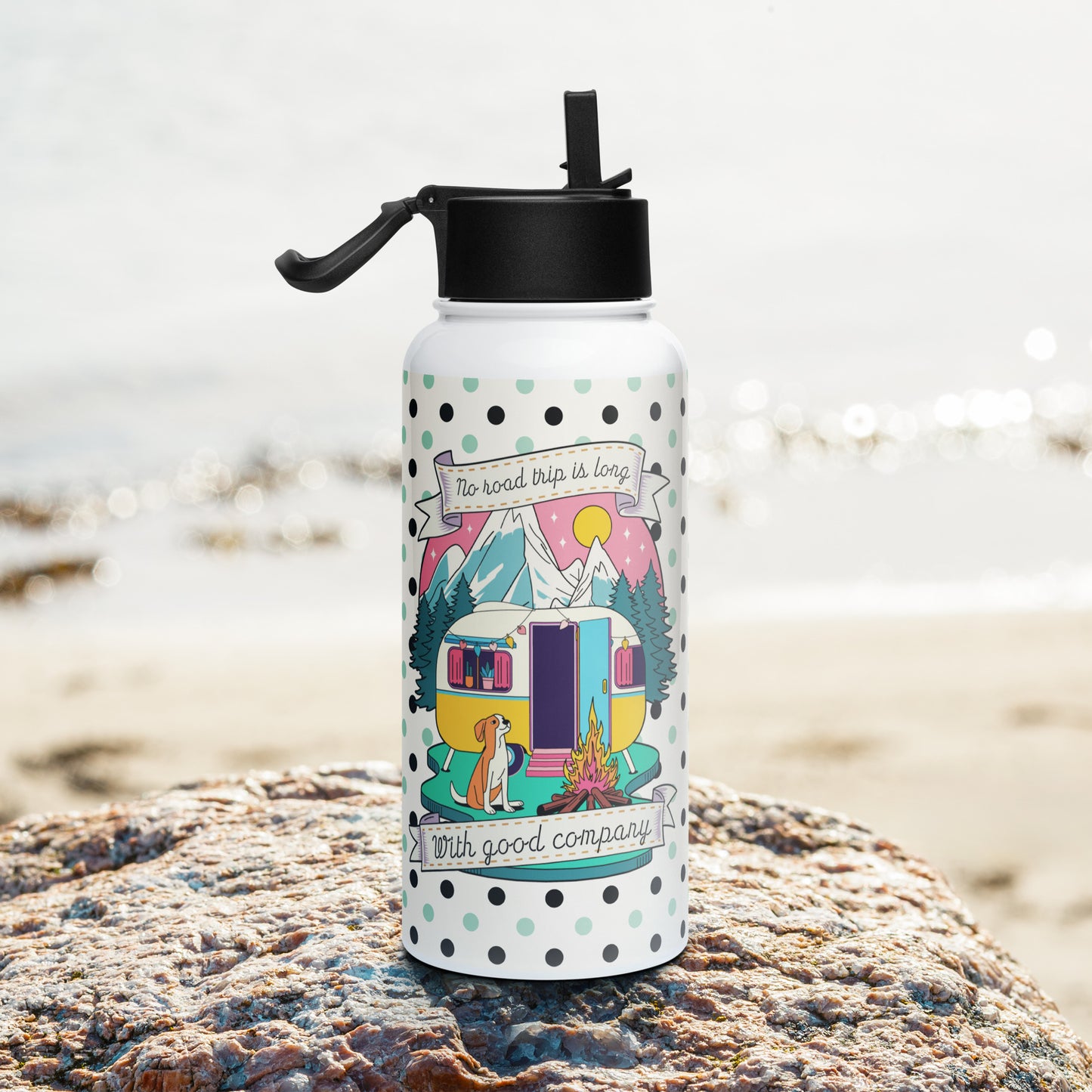 No Road Trip is Long with Good Company stainless steel water bottle