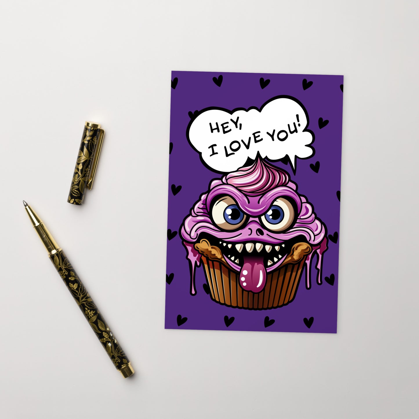 Evil Cupcake in Love postcard