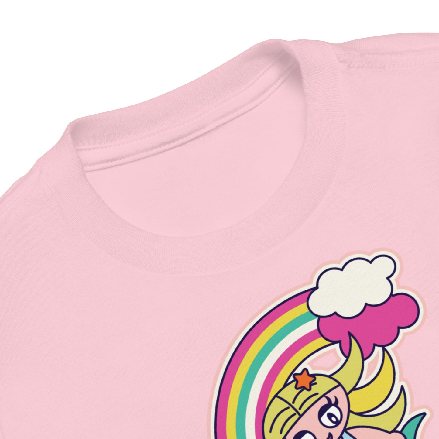 Mermaid & Bunny with rainbow and clouds Toddler Short Sleeve Tee