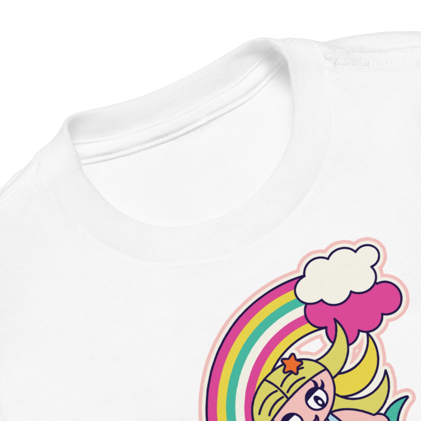 Mermaid & Bunny with rainbow and clouds Toddler Short Sleeve Tee