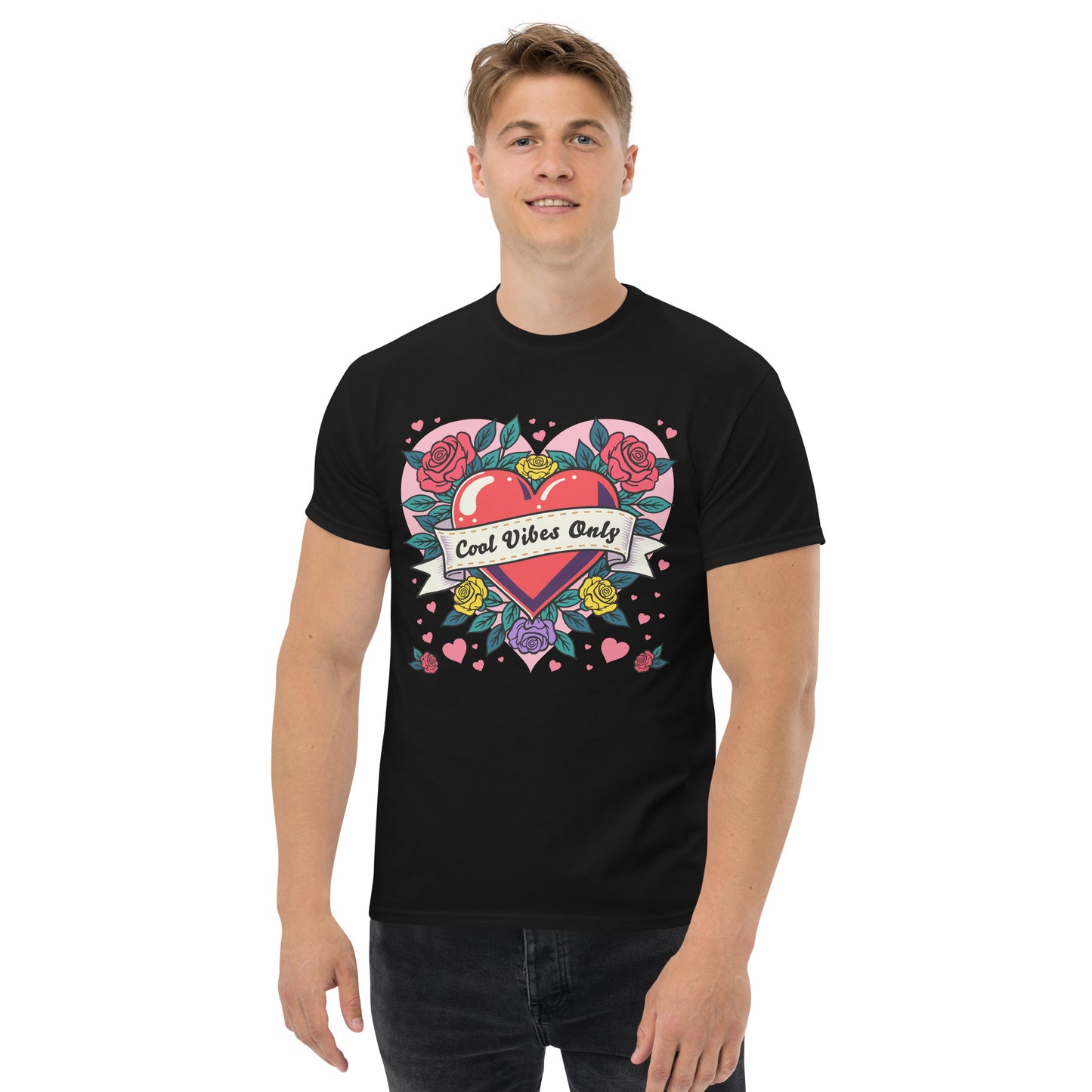 Cool Vibes Only Heart with Roses classic tee