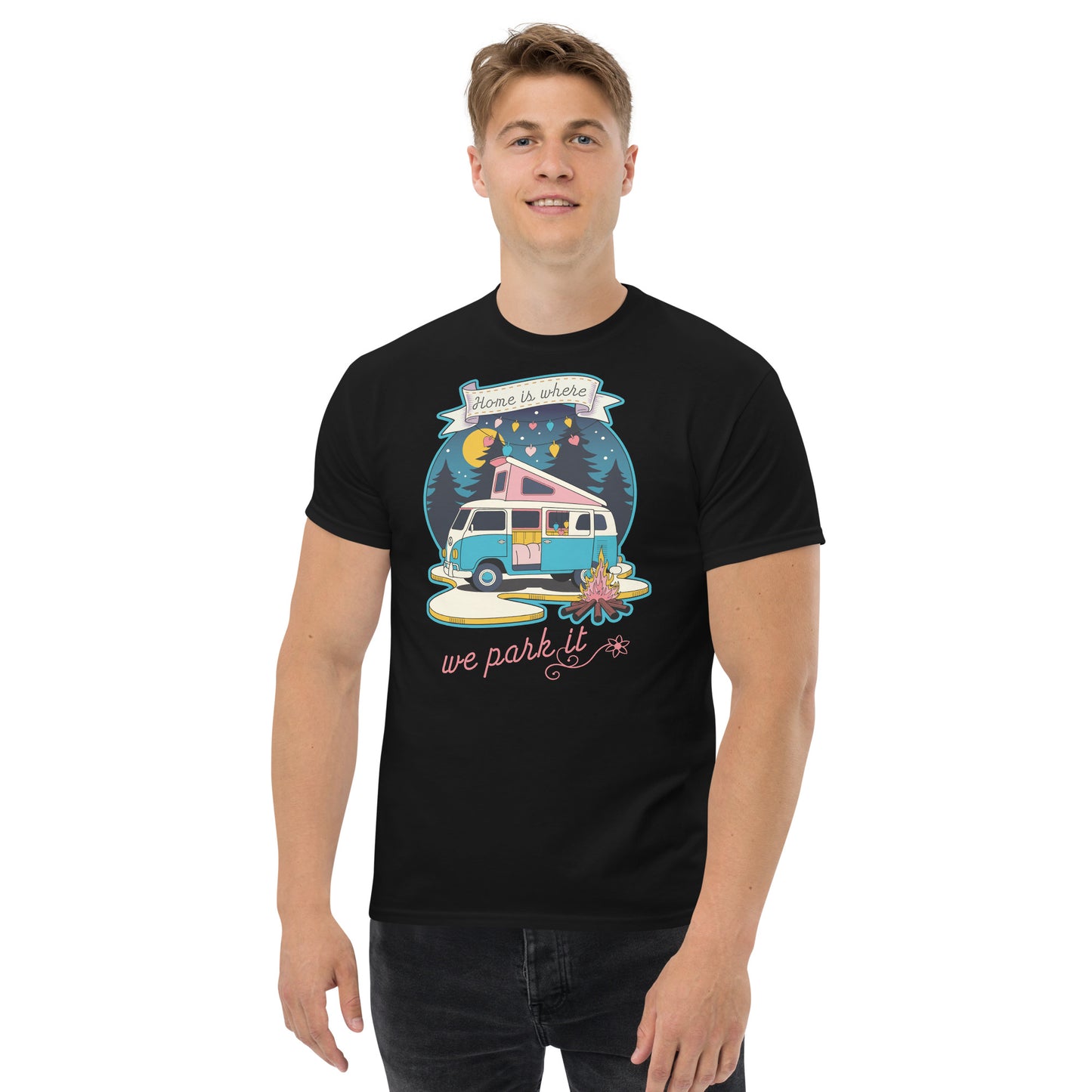 Home Is Where We Park It - Retro Camper Van Adventure Design classic tee