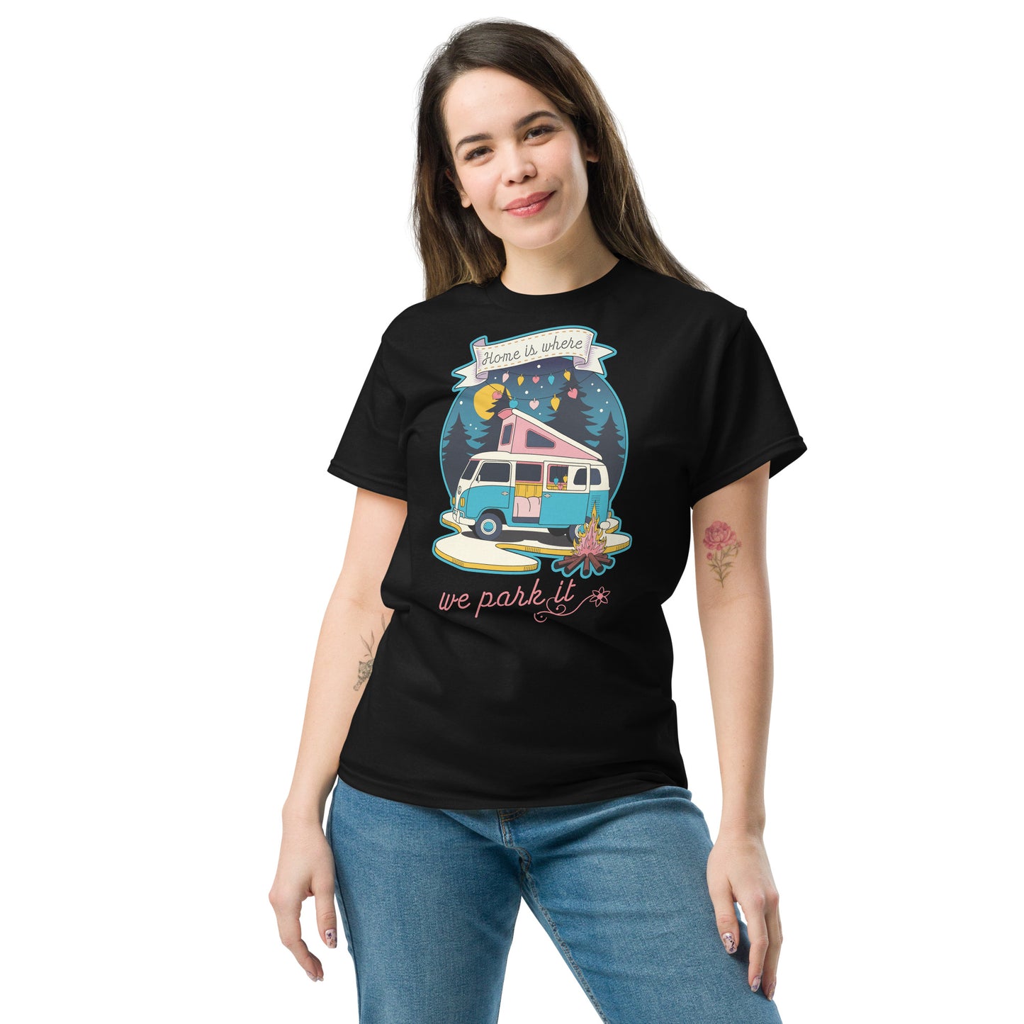 Home Is Where We Park It - Retro Camper Van Adventure Design classic tee