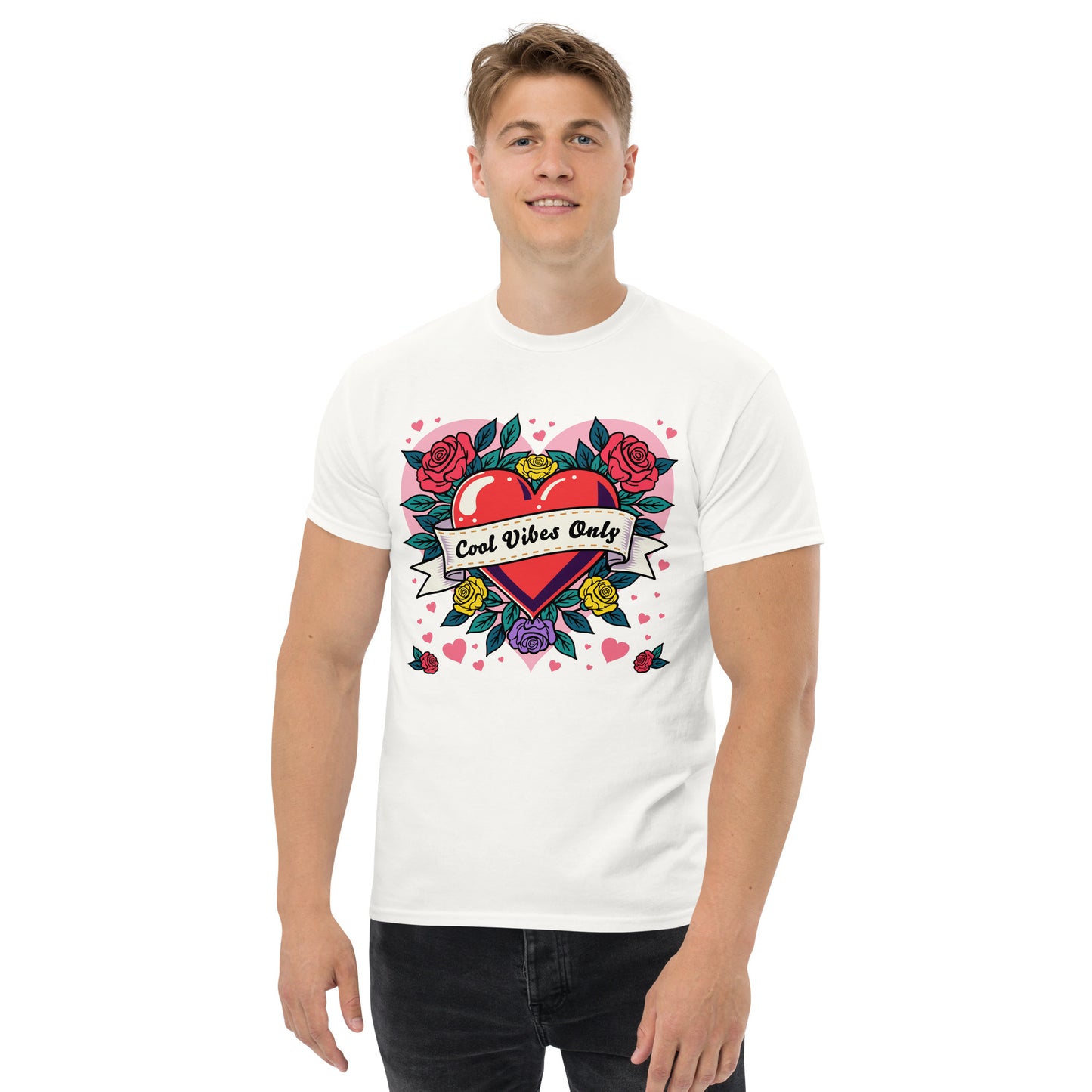 Cool Vibes Only Heart with Roses classic tee