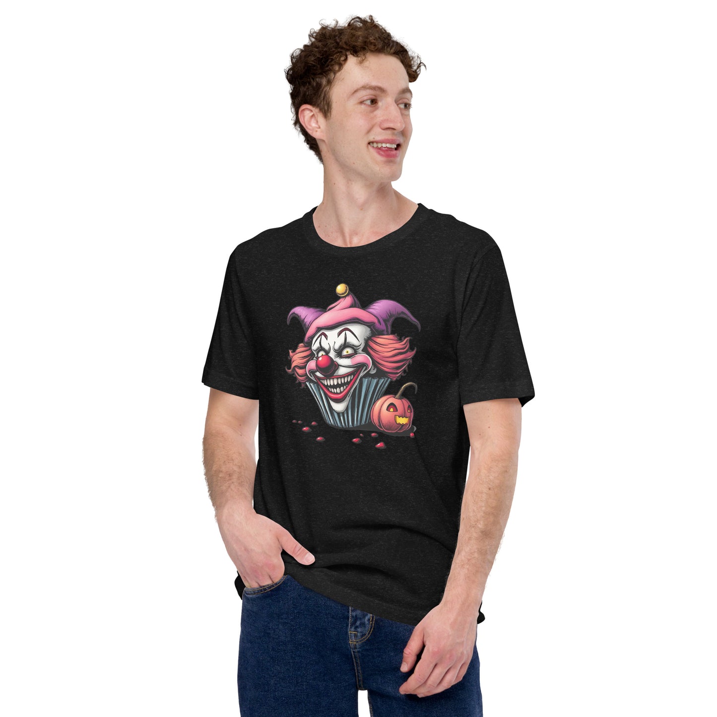 Retro evil cupcake clown Unisex t-shirt