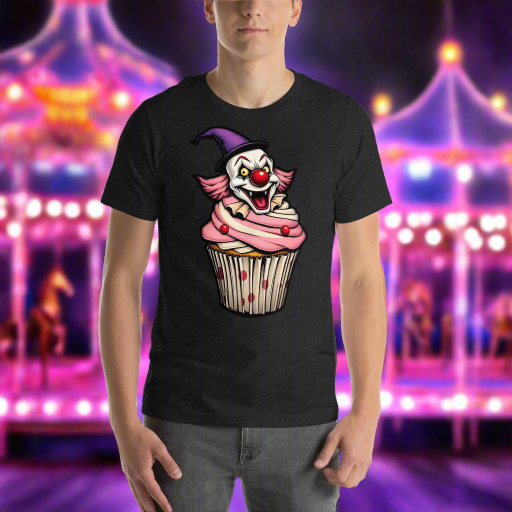 Creepy clown cupcake Unisex t-shirt