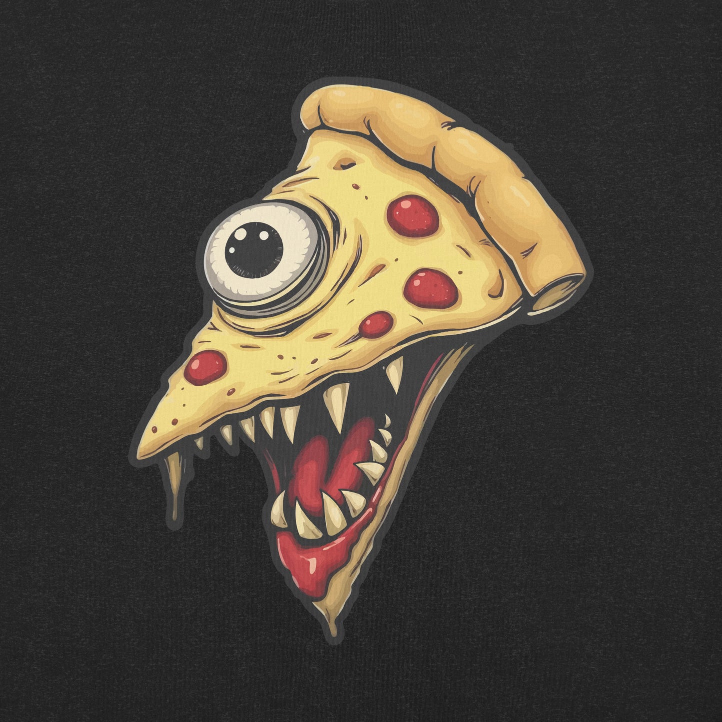 Zombie pizza slice with one eye in comic style Unisex t-shirt