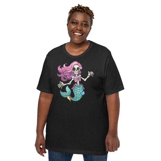 Skeleton Mermaid with pink Hair Unisex t-shirt