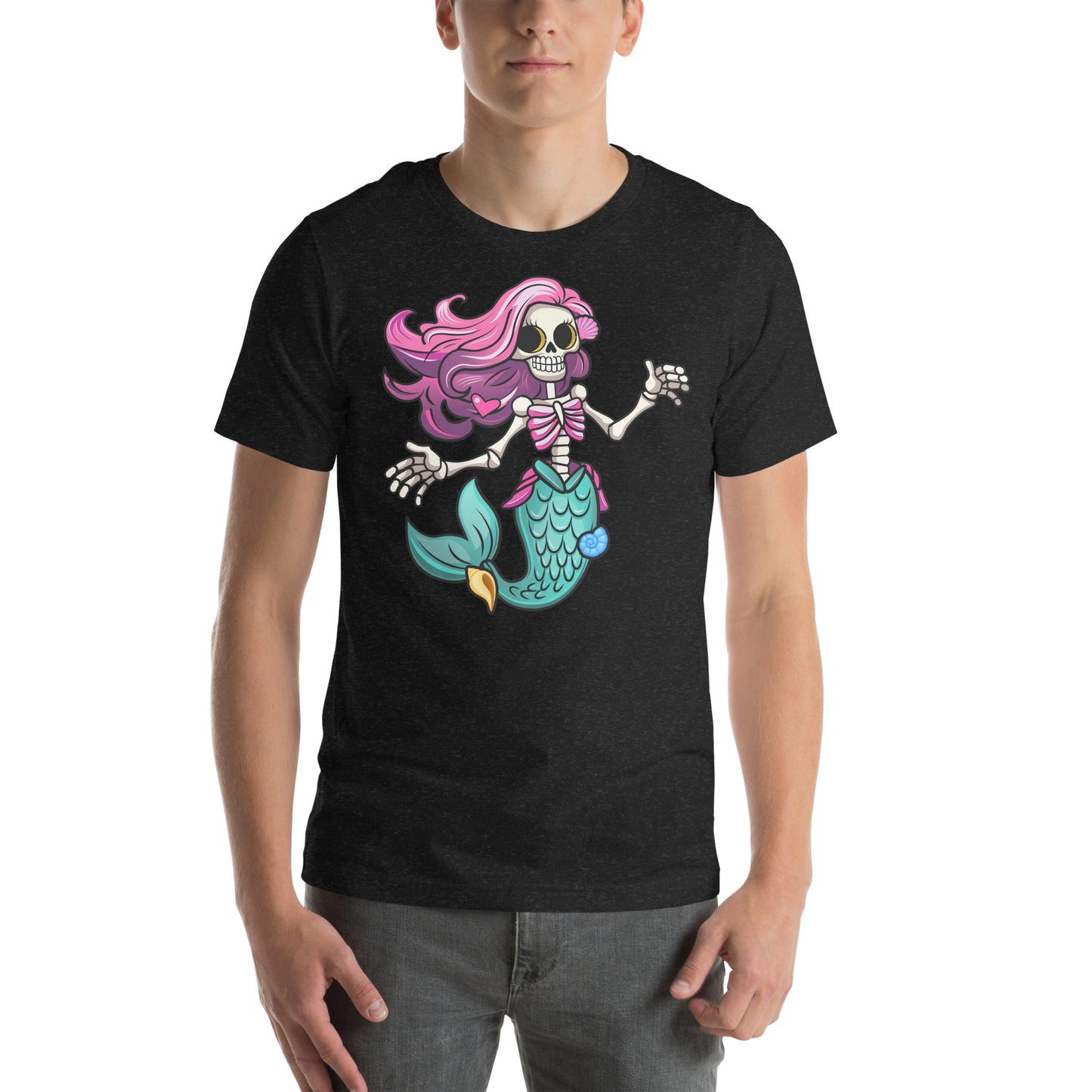 Skeleton Mermaid with pink Hair Unisex t-shirt