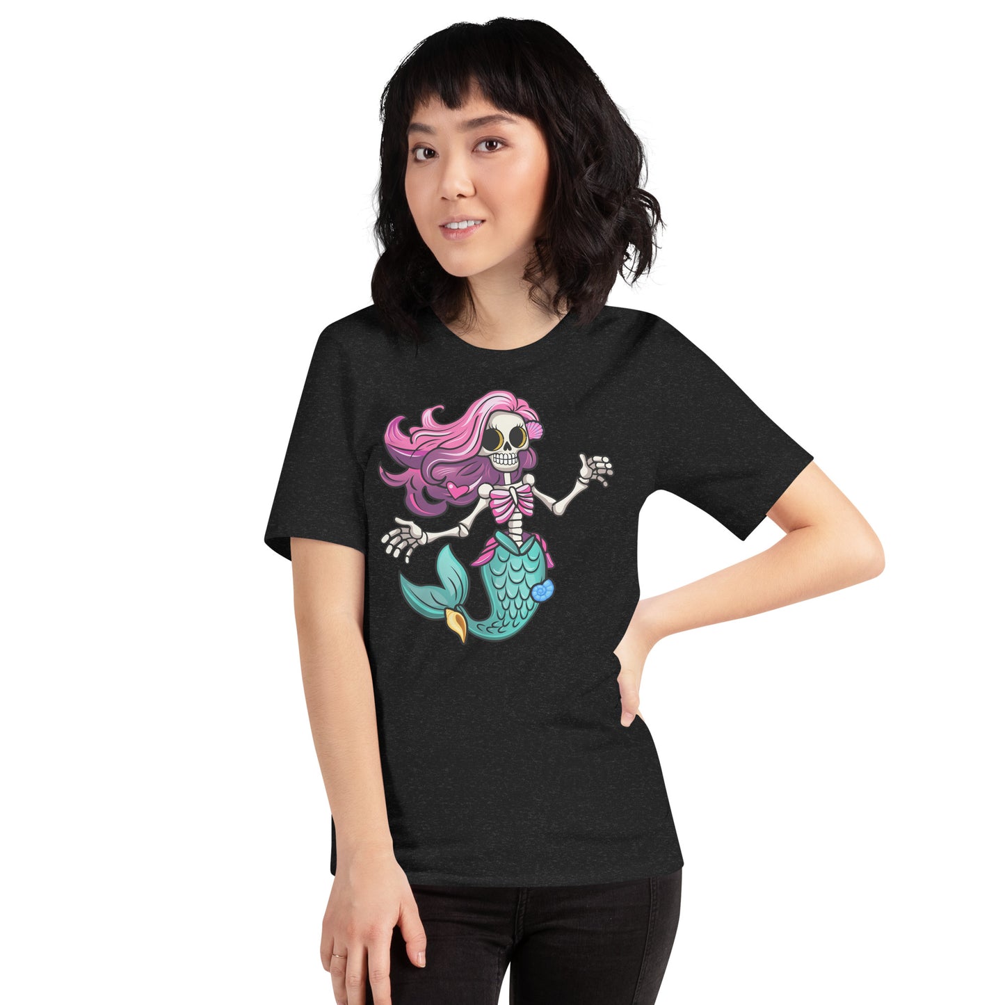 Skeleton Mermaid with pink Hair Unisex t-shirt