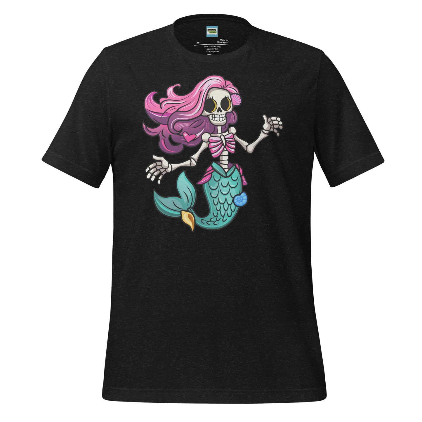 Skeleton Mermaid with pink Hair Unisex t-shirt