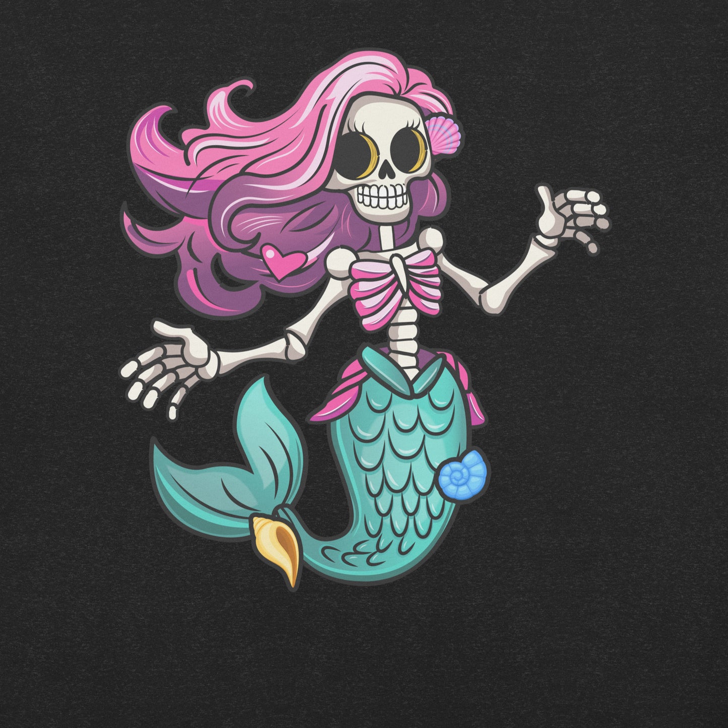 Skeleton Mermaid with pink Hair Unisex t-shirt