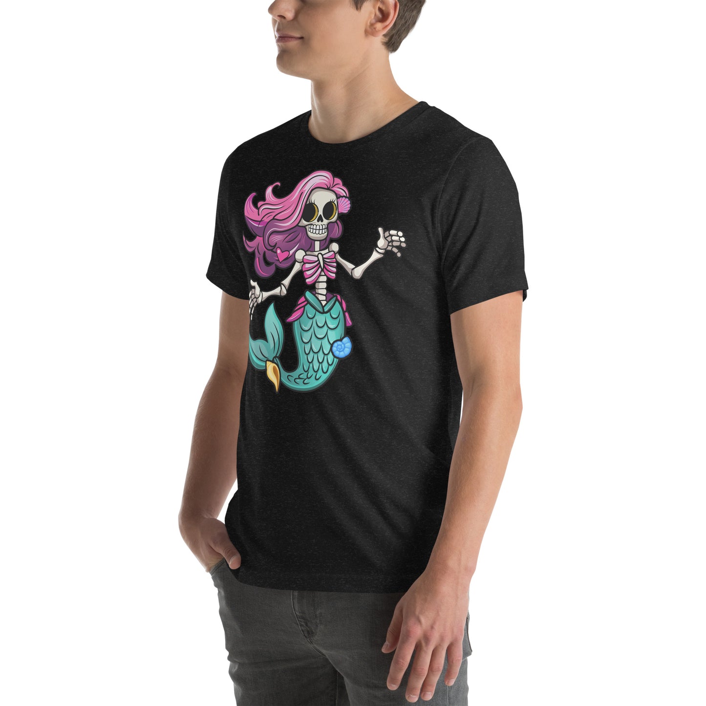 Skeleton Mermaid with pink Hair Unisex t-shirt