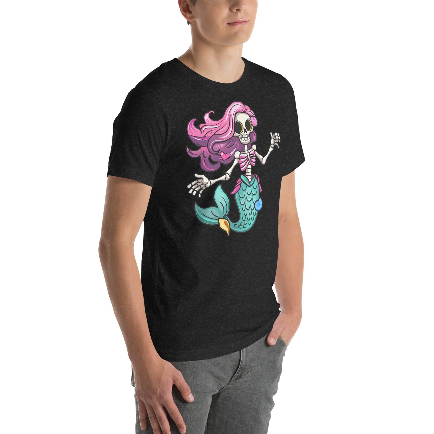 Skeleton Mermaid with pink Hair Unisex t-shirt