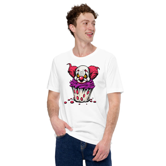 Vintage creepy clown cupcake Unisex t-shirt