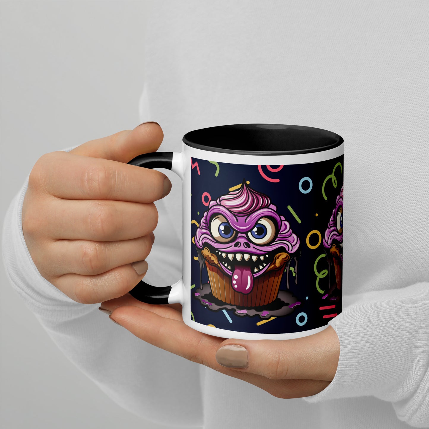 Evil Cupcake Monster Mug with Color Inside