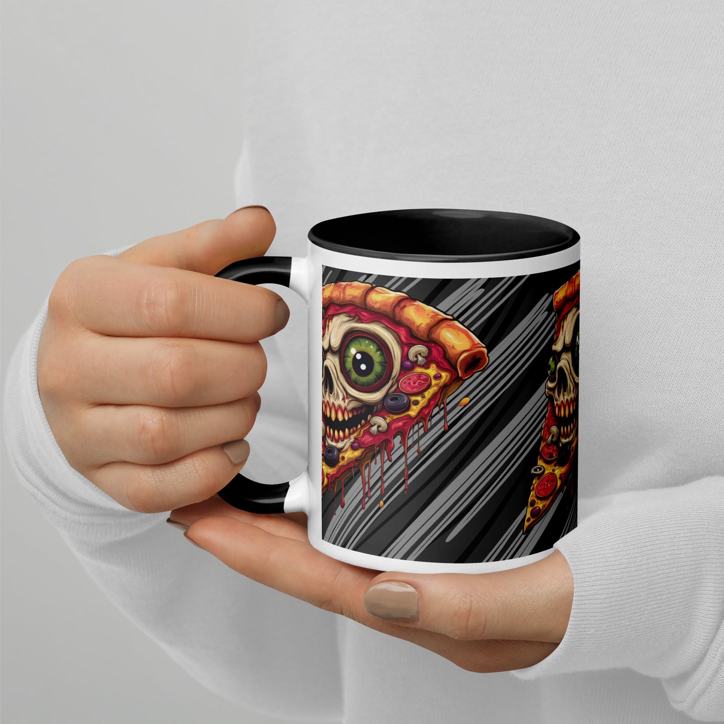 Pizza Slice with skull Mug with Color Inside