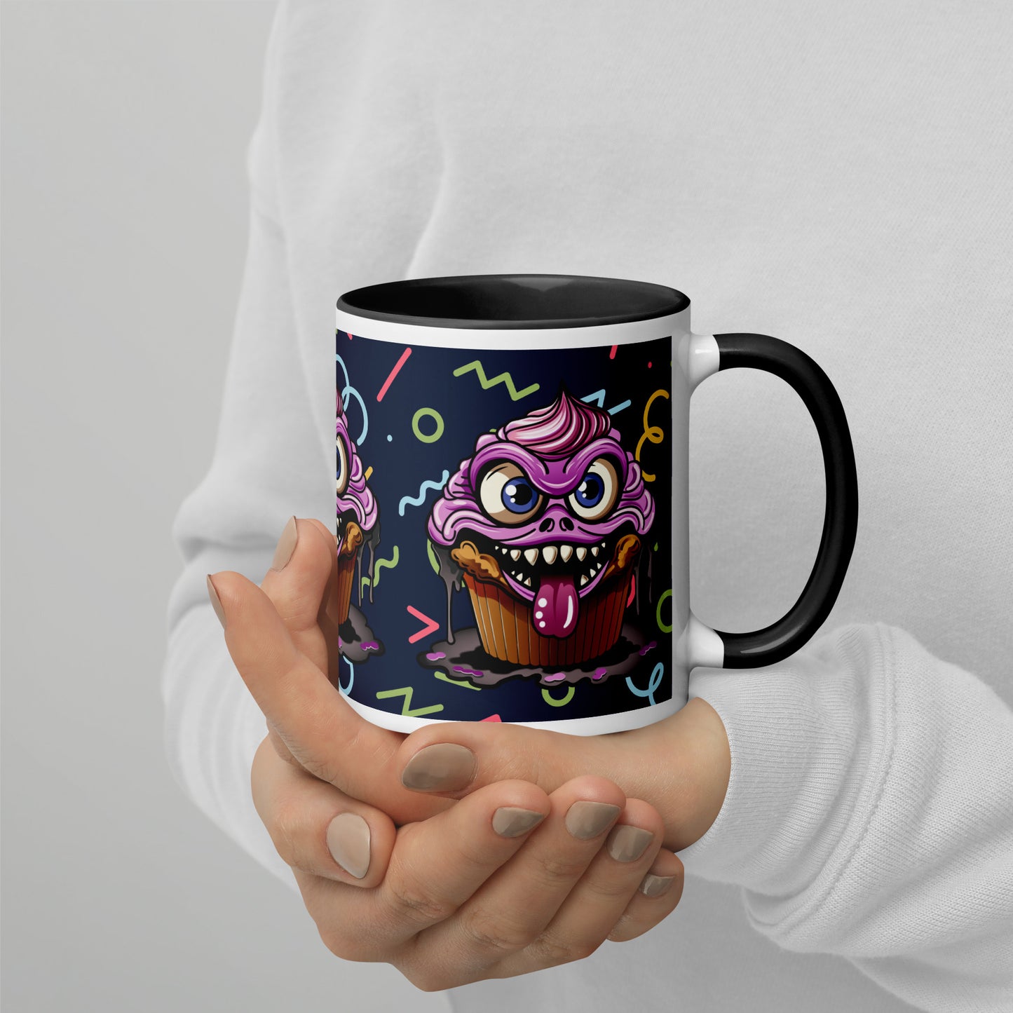 Evil Cupcake Monster Mug with Color Inside