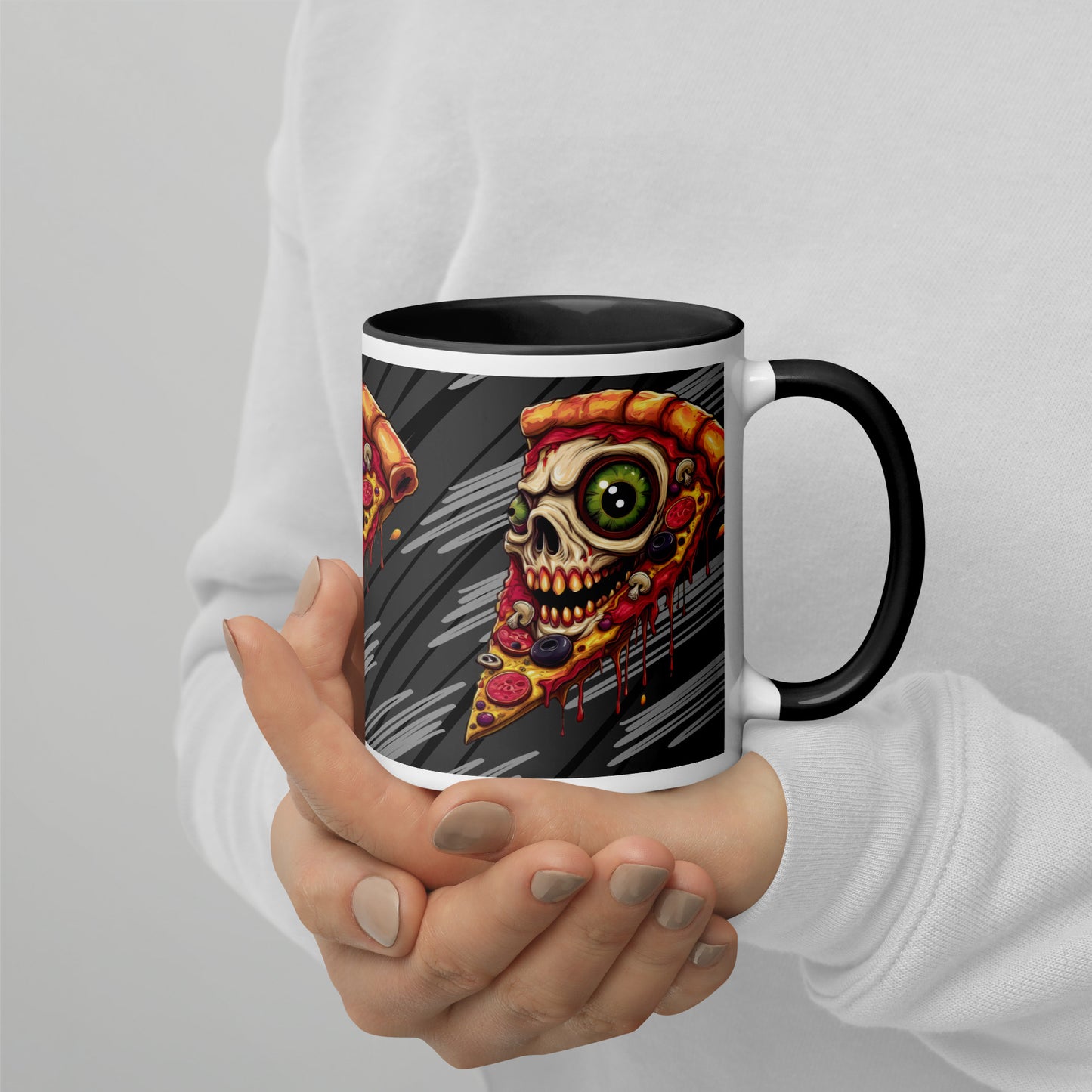 Pizza Slice with skull Mug with Color Inside