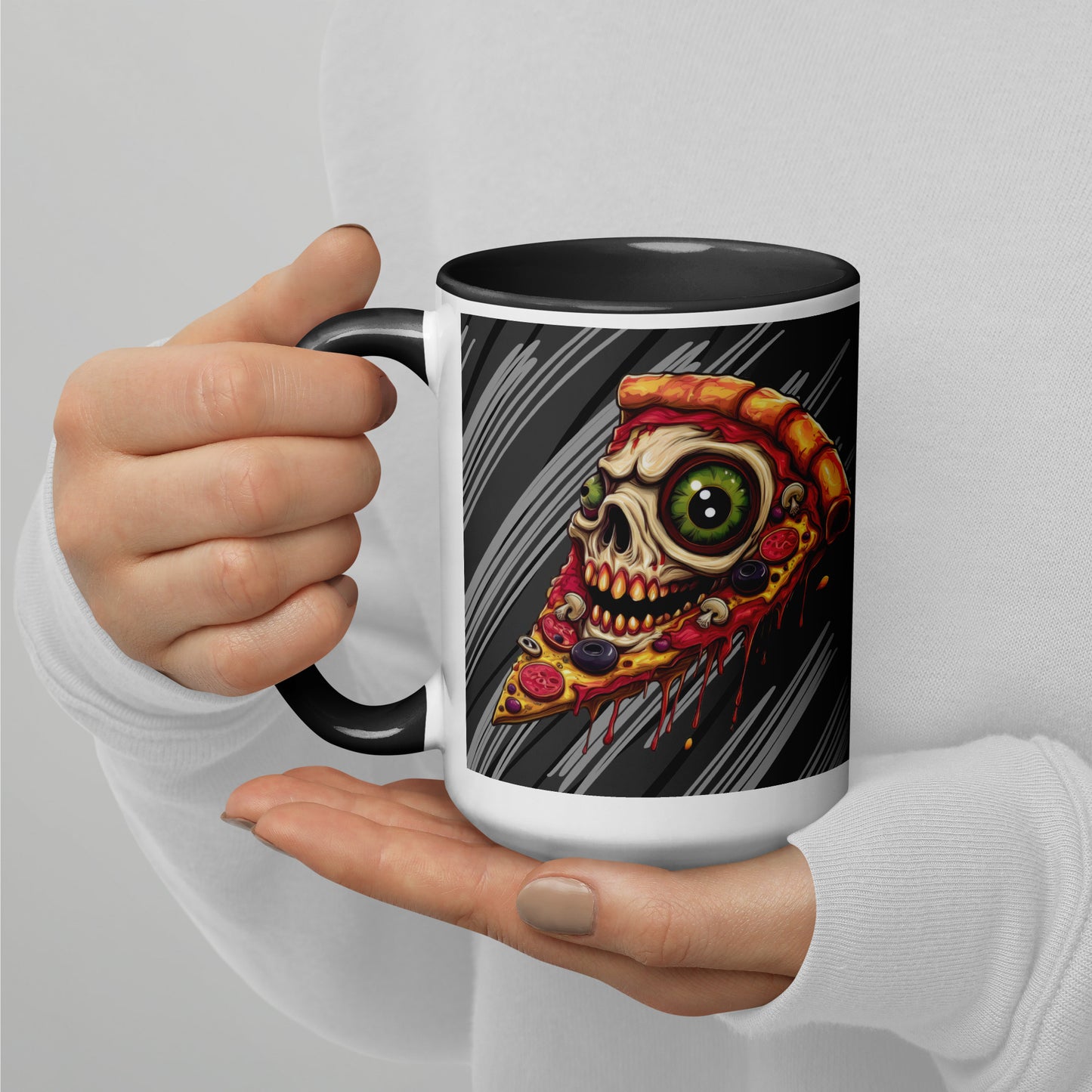 Pizza Slice with skull Mug with Color Inside