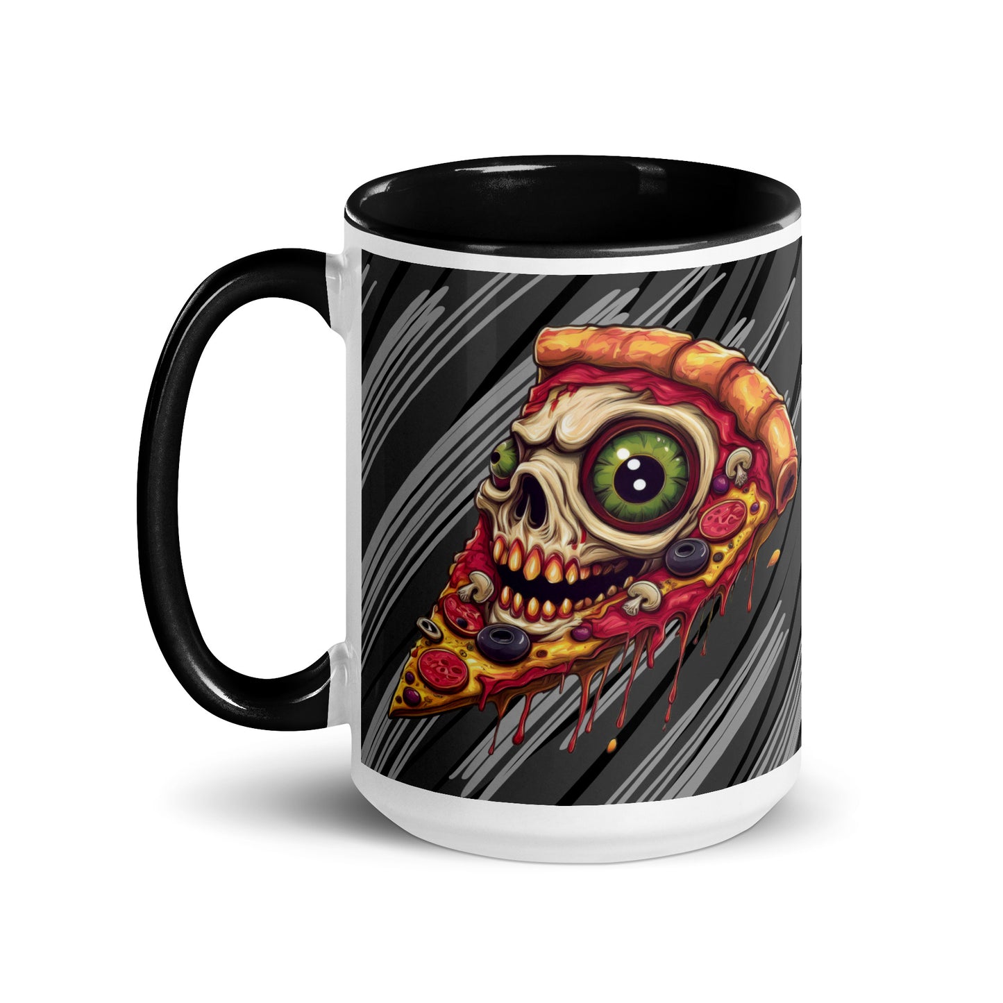 Pizza Slice with skull Mug with Color Inside