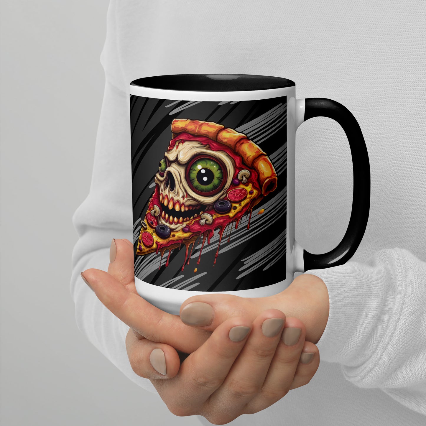 Pizza Slice with skull Mug with Color Inside