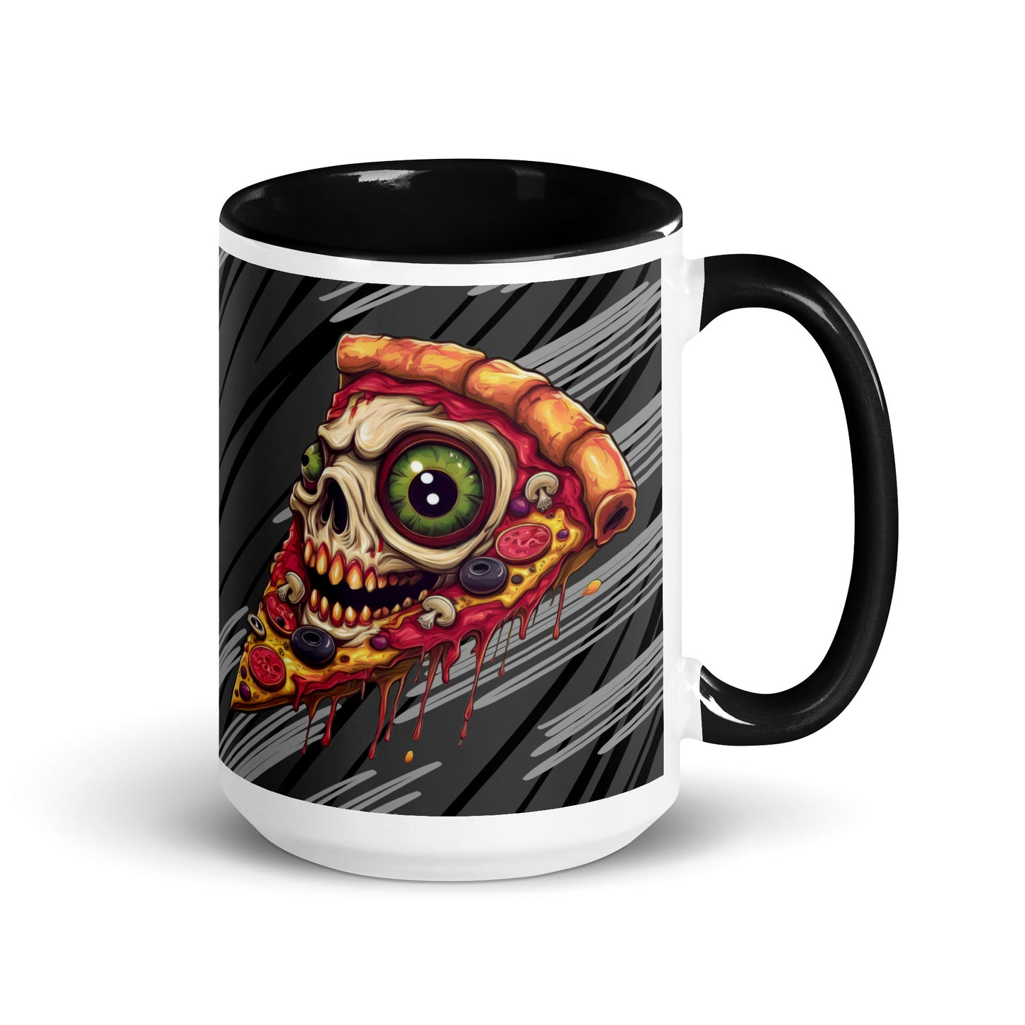 Pizza Slice with skull Mug with Color Inside