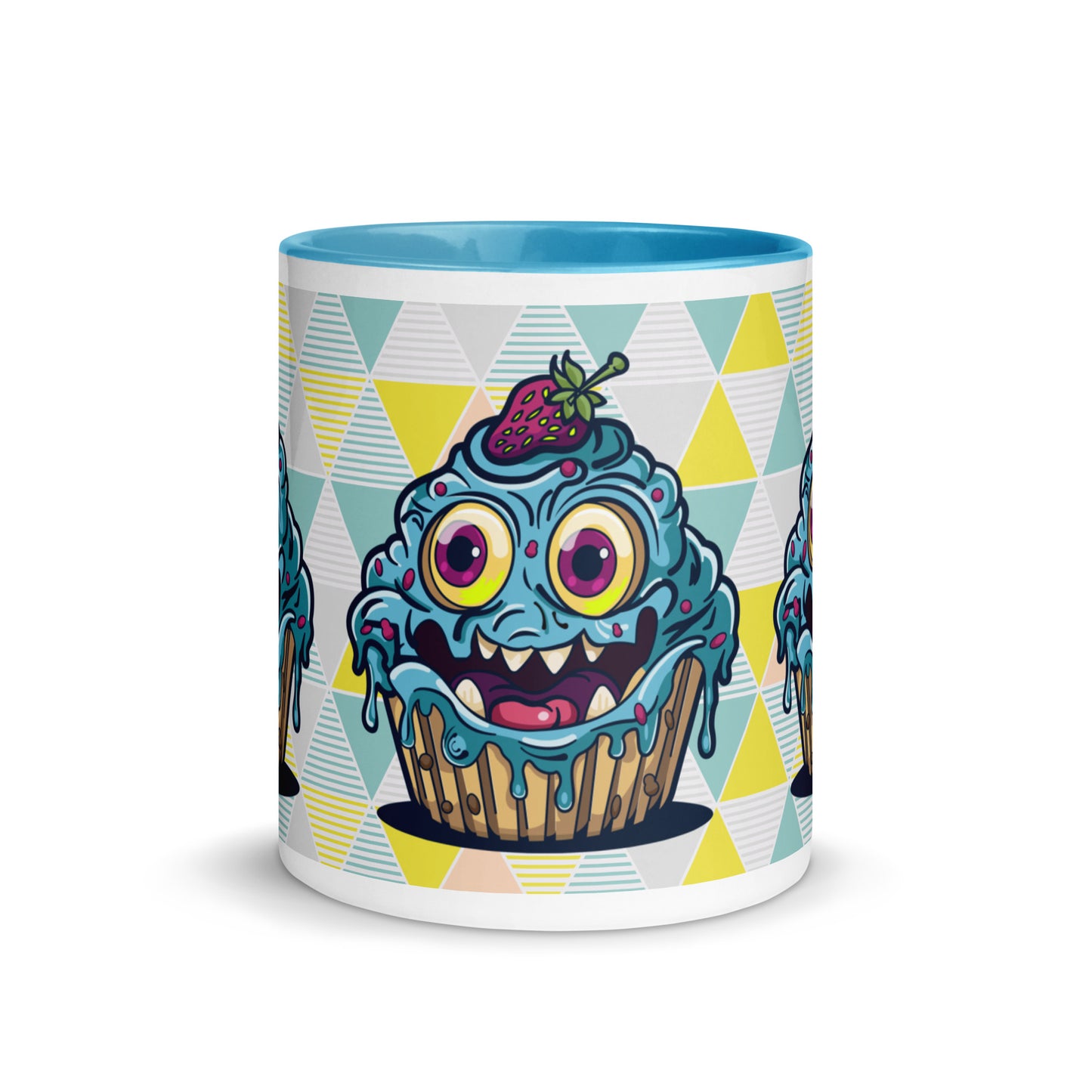 Happy -evil- blueberry cupcake monster Mug with Color Inside