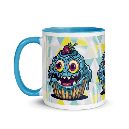 Happy -evil- blueberry cupcake monster Mug with Color Inside