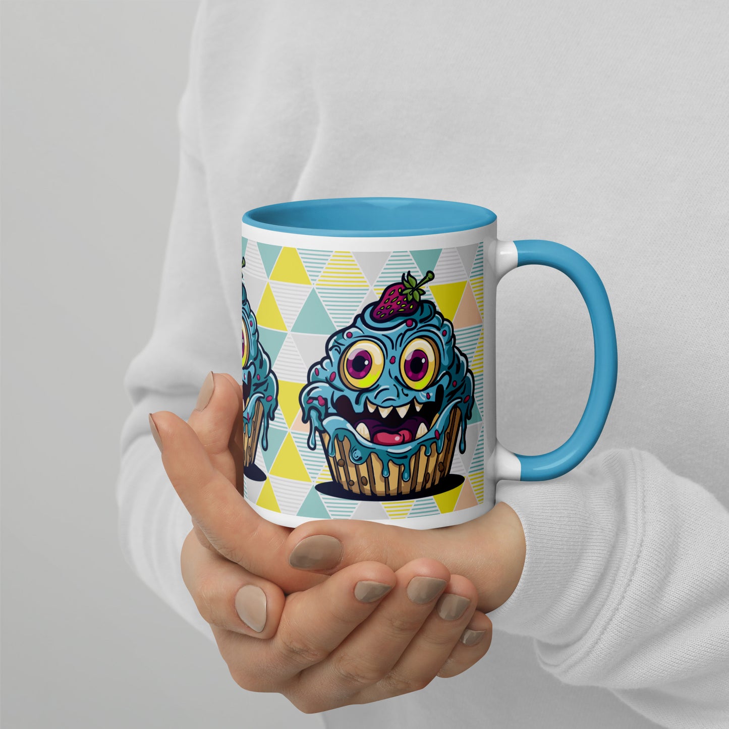 Happy -evil- blueberry cupcake monster Mug with Color Inside