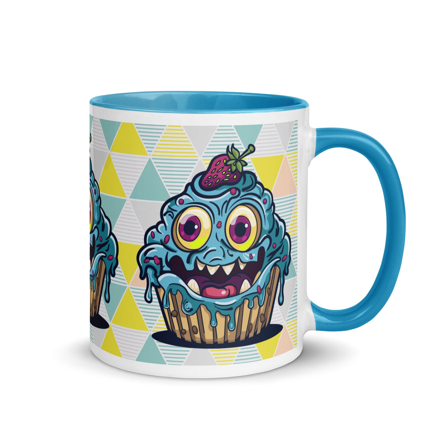 Happy -evil- blueberry cupcake monster Mug with Color Inside