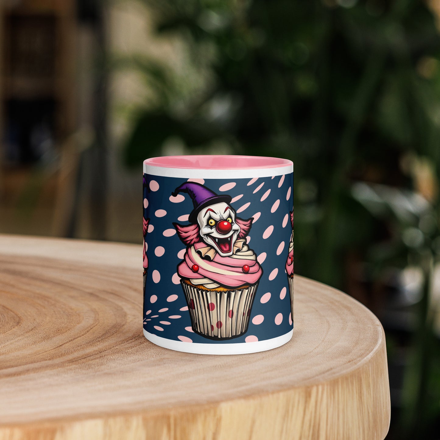 Creepy Clown Cupcake Mug with Color Inside