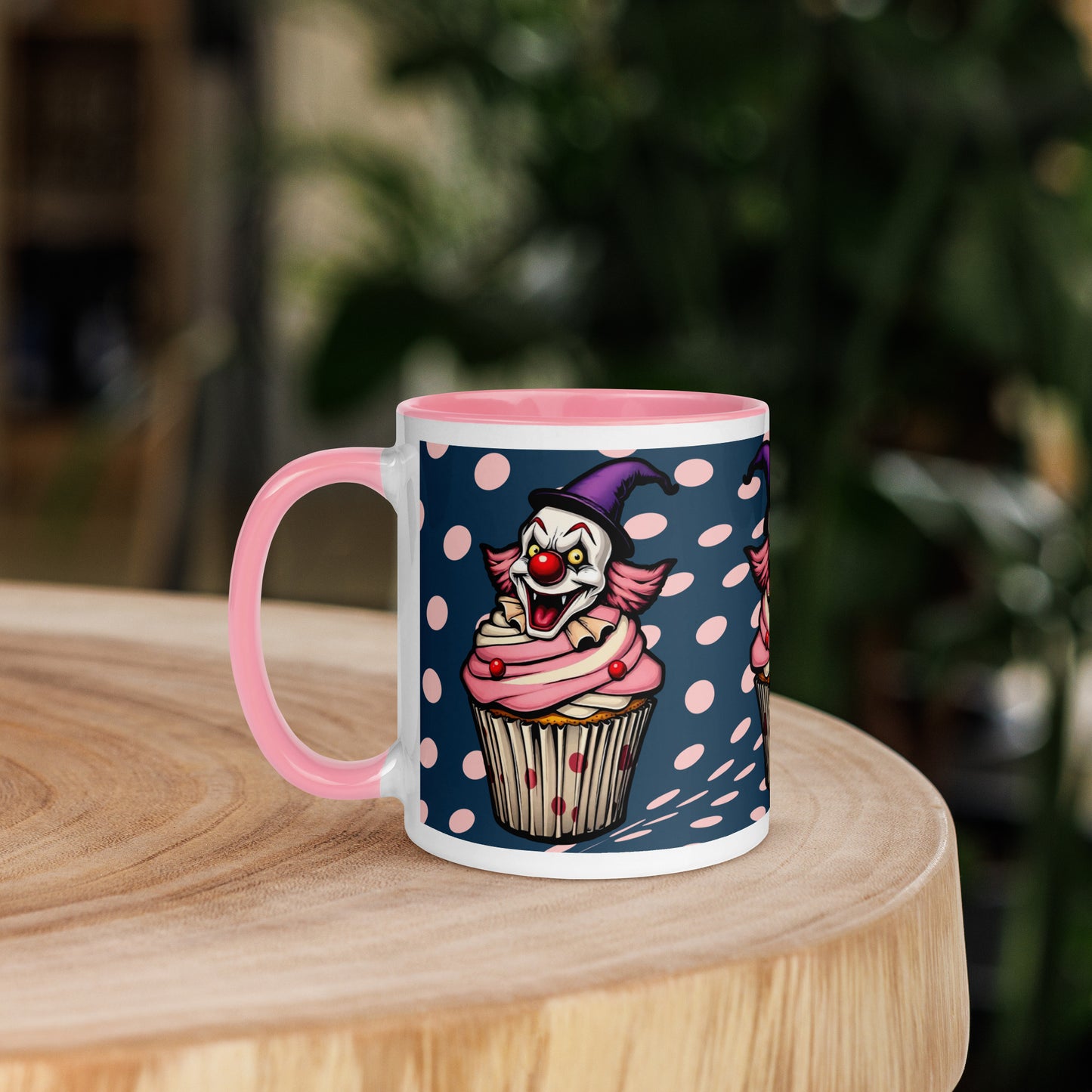 Creepy Clown Cupcake Mug with Color Inside