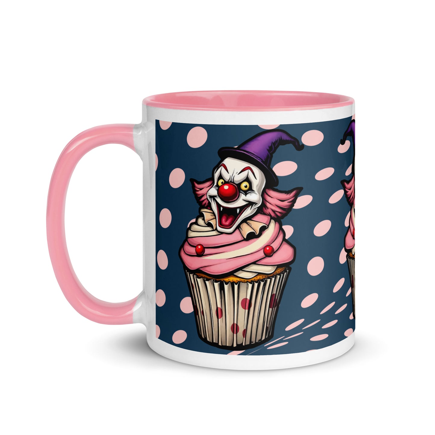 Creepy Clown Cupcake Mug with Color Inside