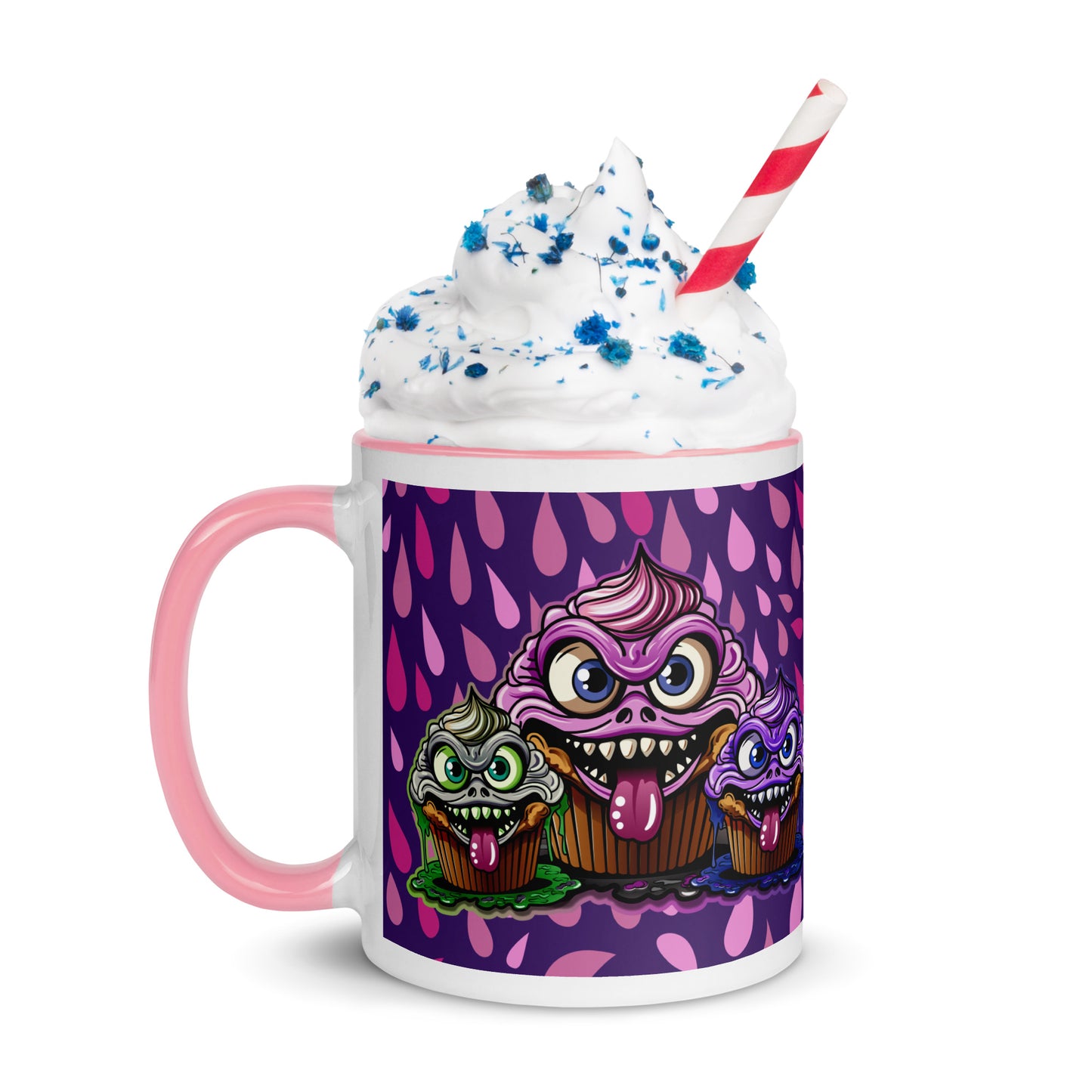 3 Evil Cupcake Monsters Mug with Color Inside