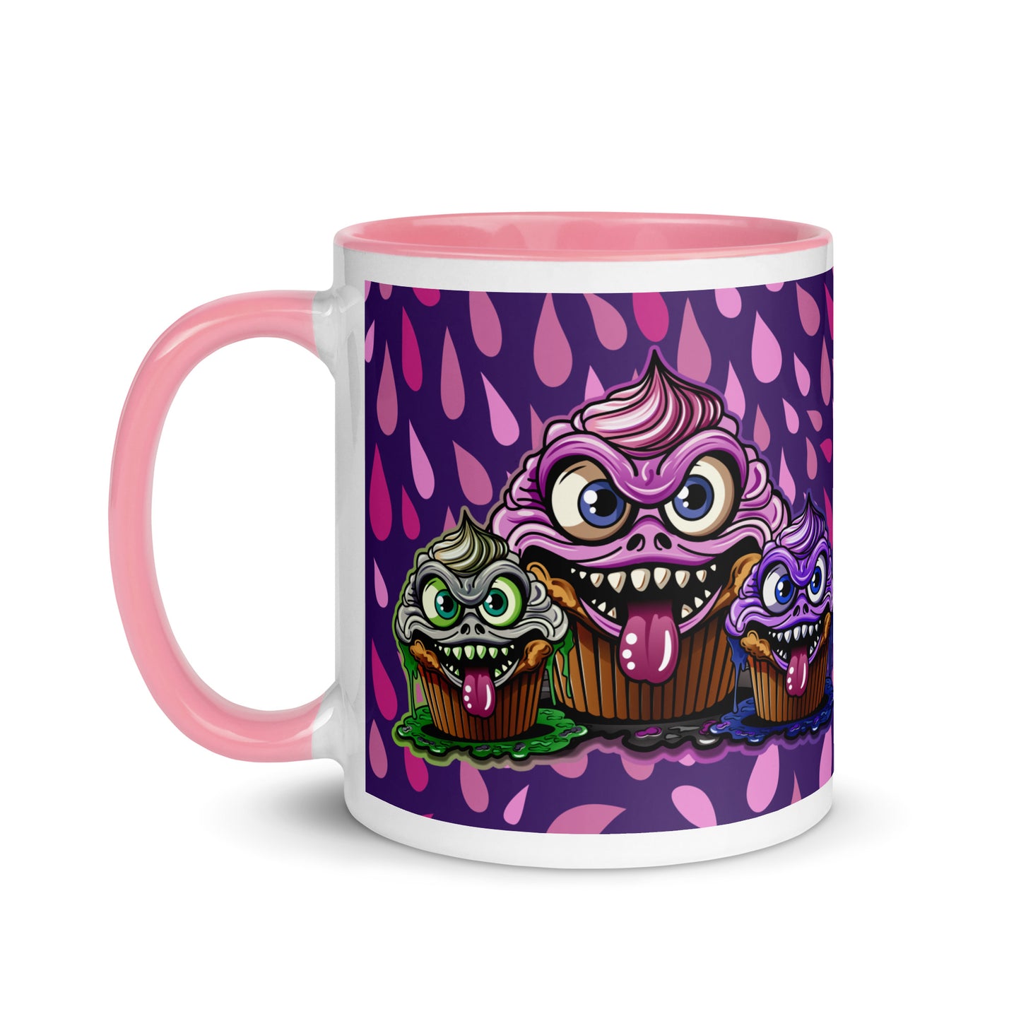 3 Evil Cupcake Monsters Mug with Color Inside