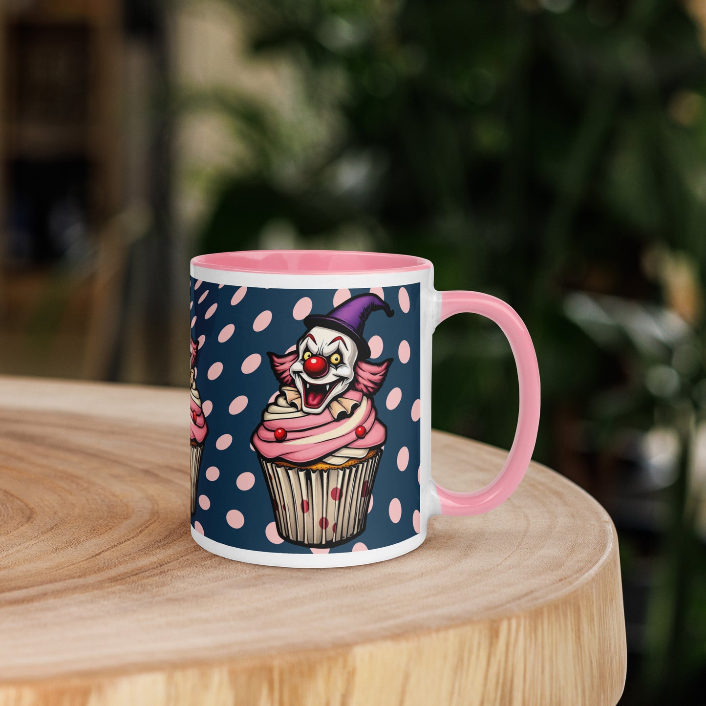 Creepy Clown Cupcake Mug with Color Inside