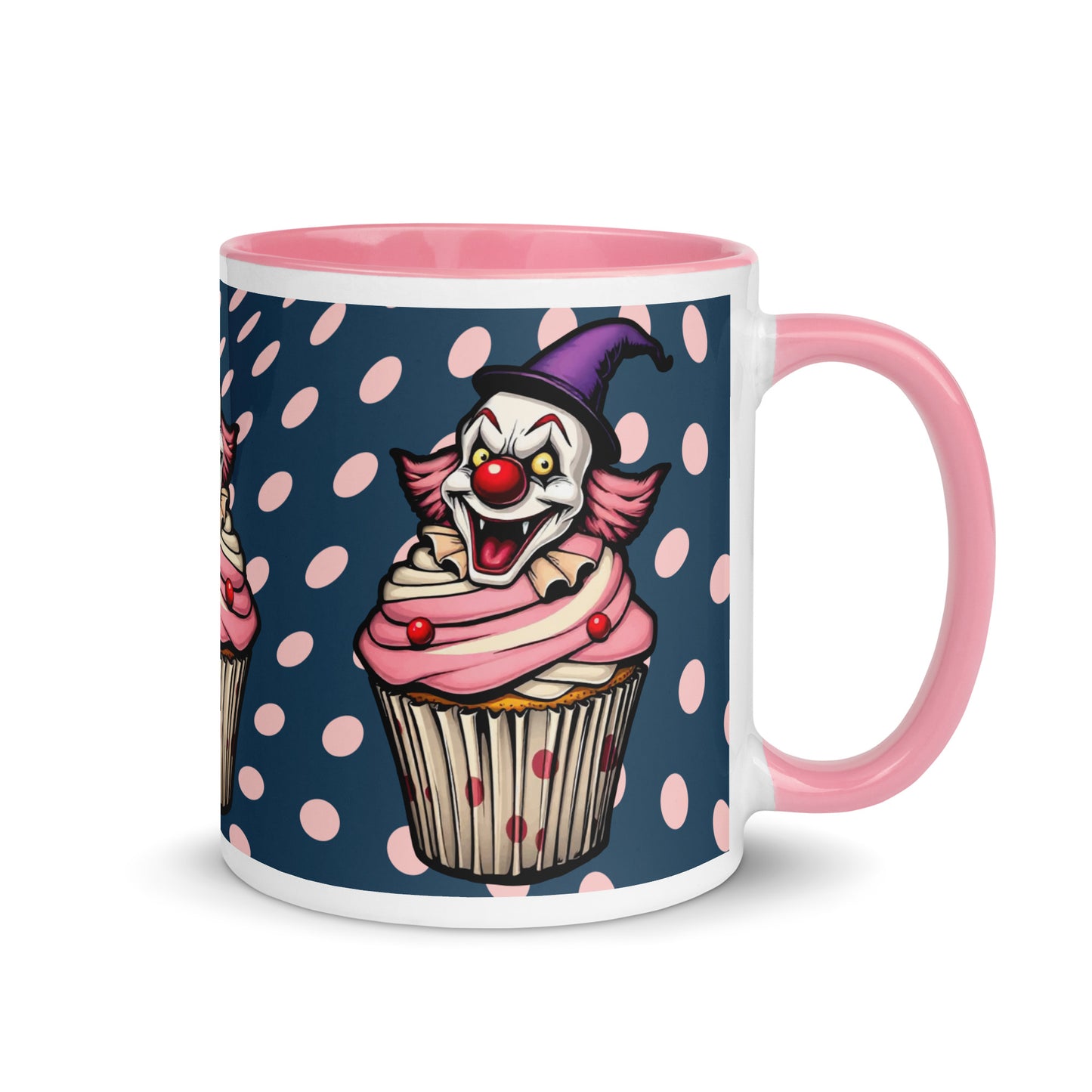 Creepy Clown Cupcake Mug with Color Inside