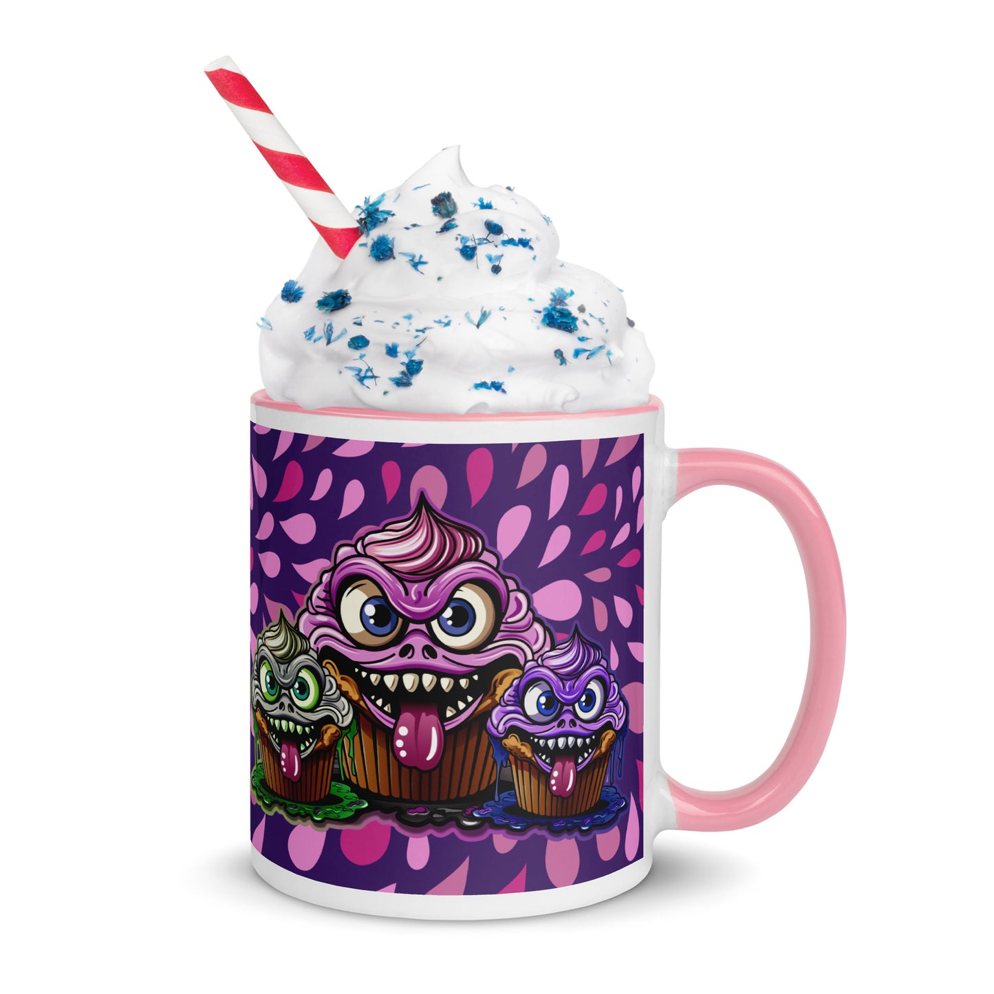 3 Evil Cupcake Monsters Mug with Color Inside