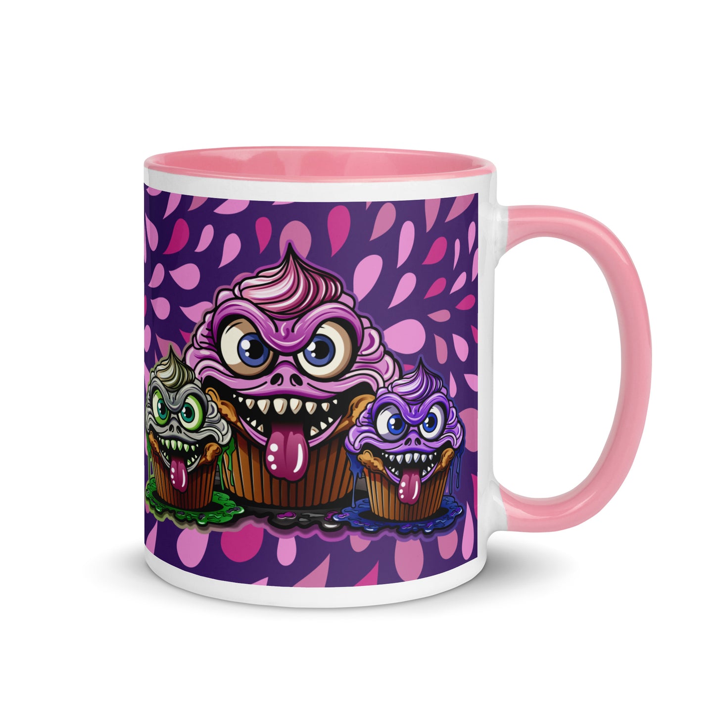 3 Evil Cupcake Monsters Mug with Color Inside