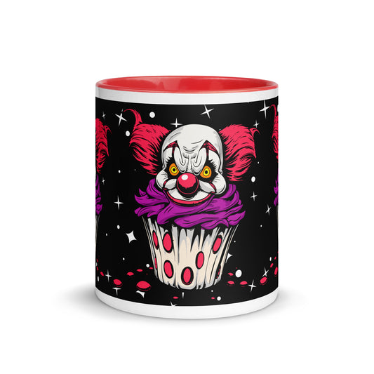 Vintage creepy clown cupcake Mug with Color Inside