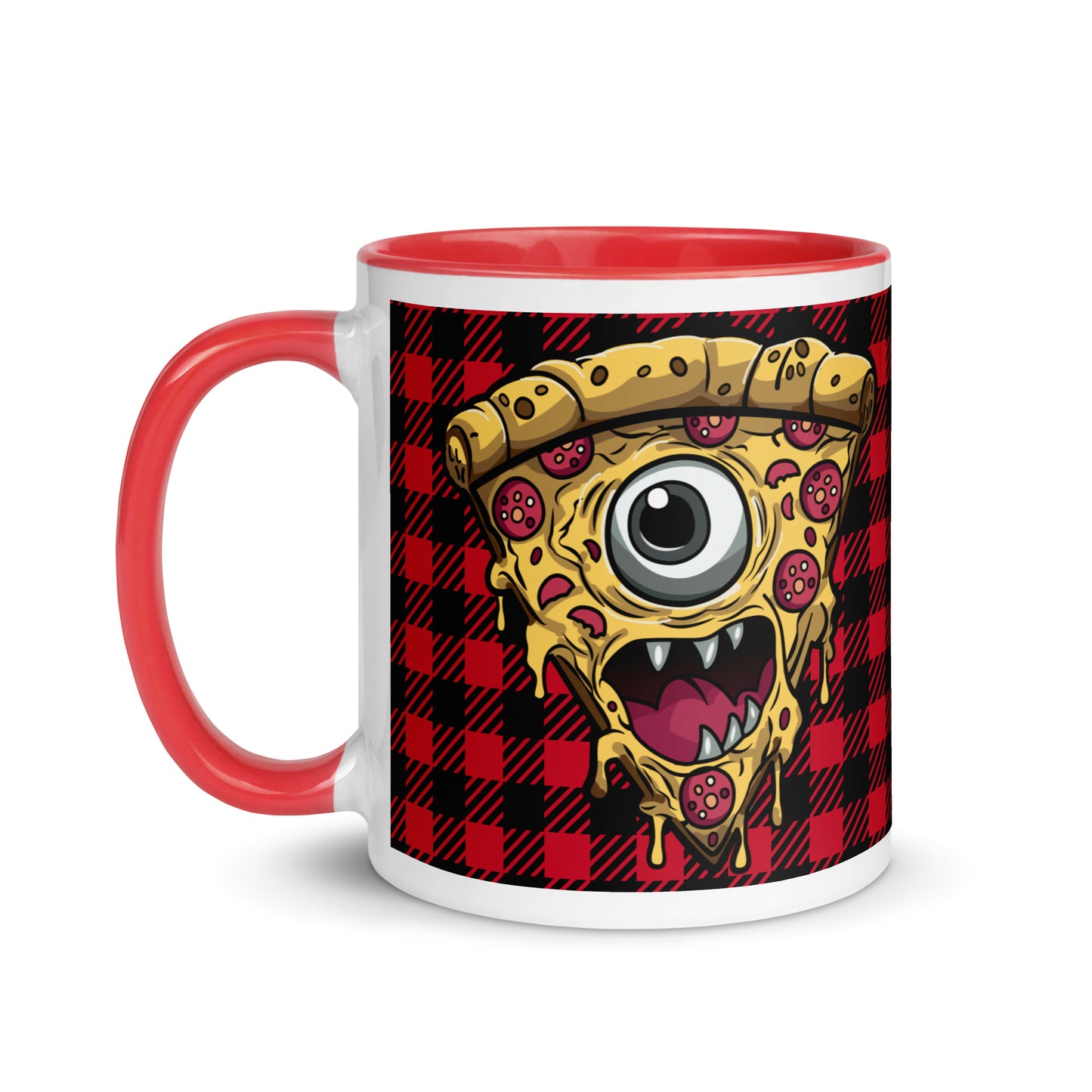 Pizza slice with psychic eye in zombie Mug with Color Inside