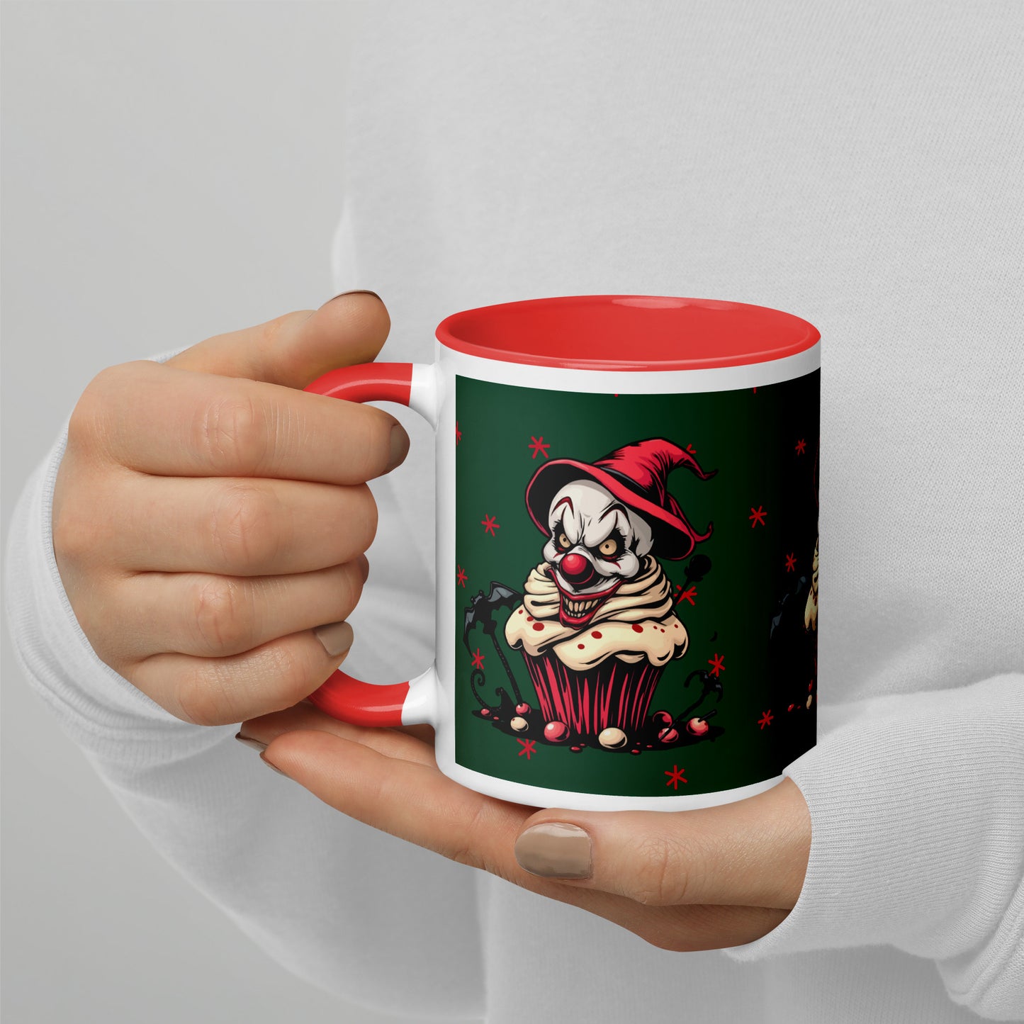 Evil clown with bats Mug with Color Inside