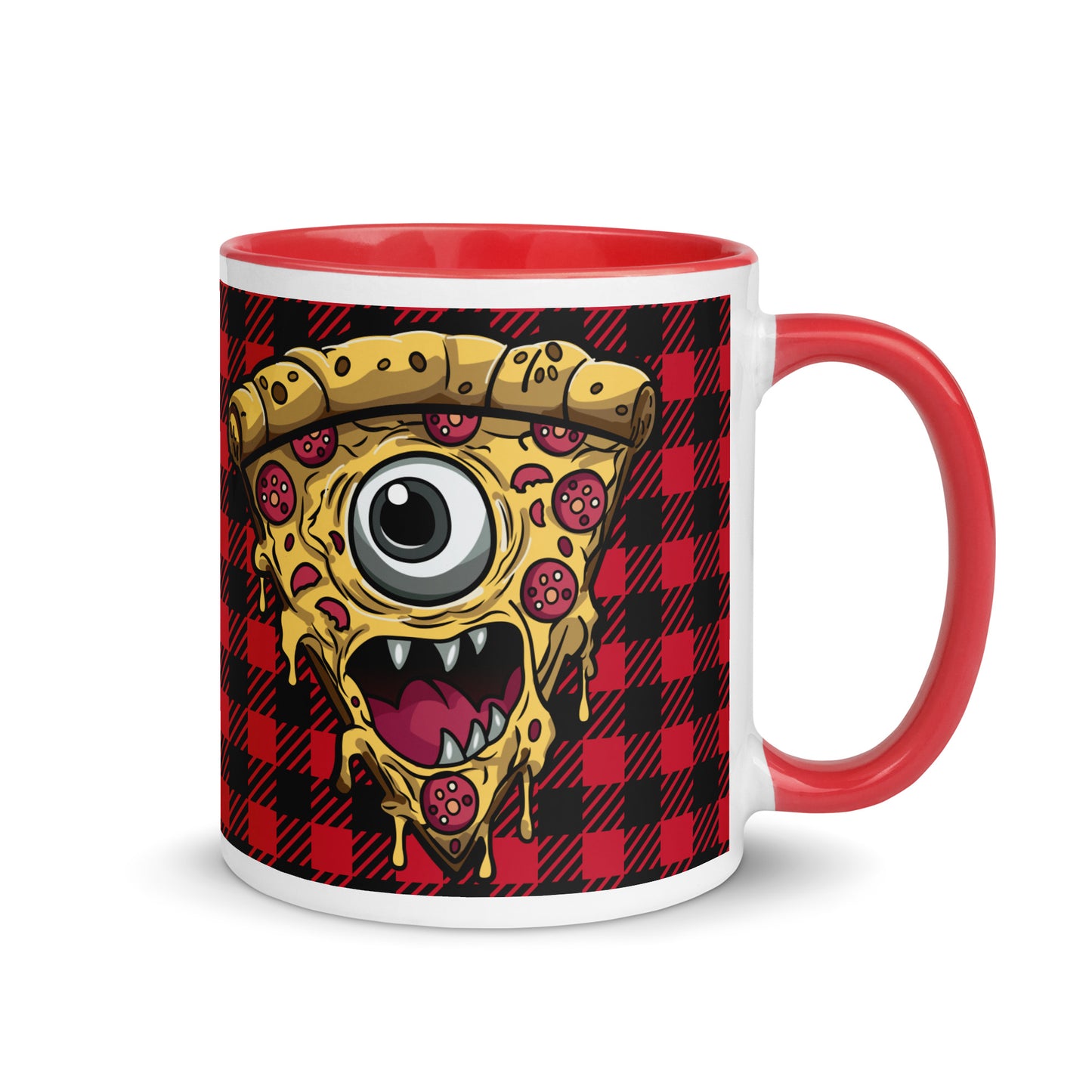 Pizza slice with psychic eye in zombie Mug with Color Inside