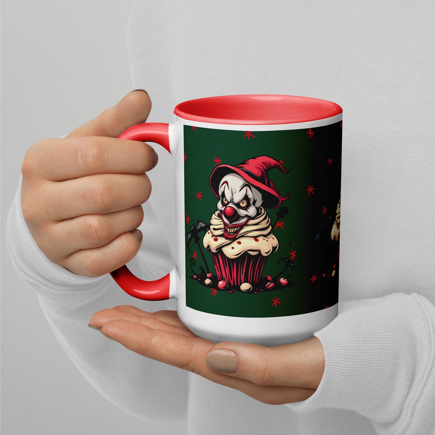 Evil clown with bats Mug with Color Inside