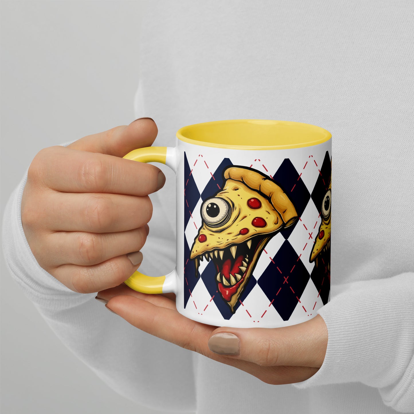 Zombie pizza slice with one eye Mug with Color Inside