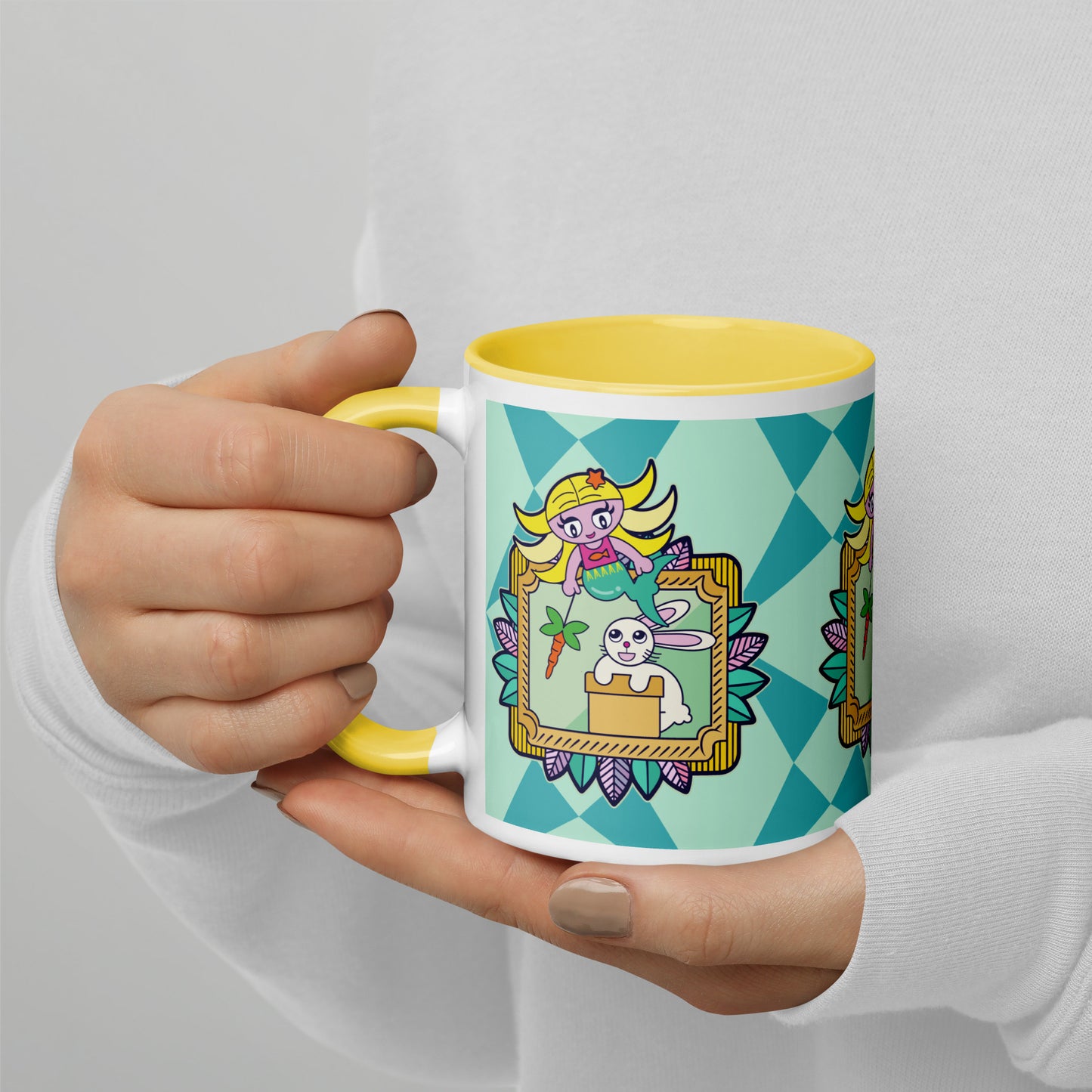 Mermaid & Bunny Mug with Color Inside