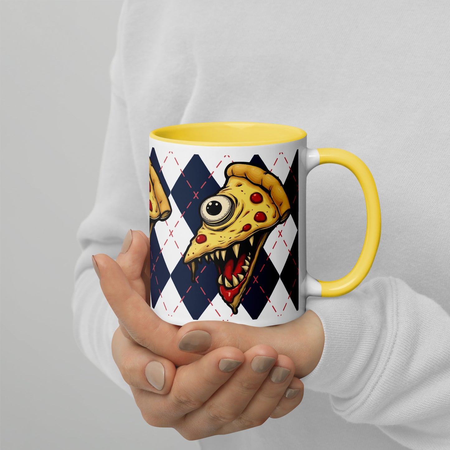 Zombie pizza slice with one eye Mug with Color Inside