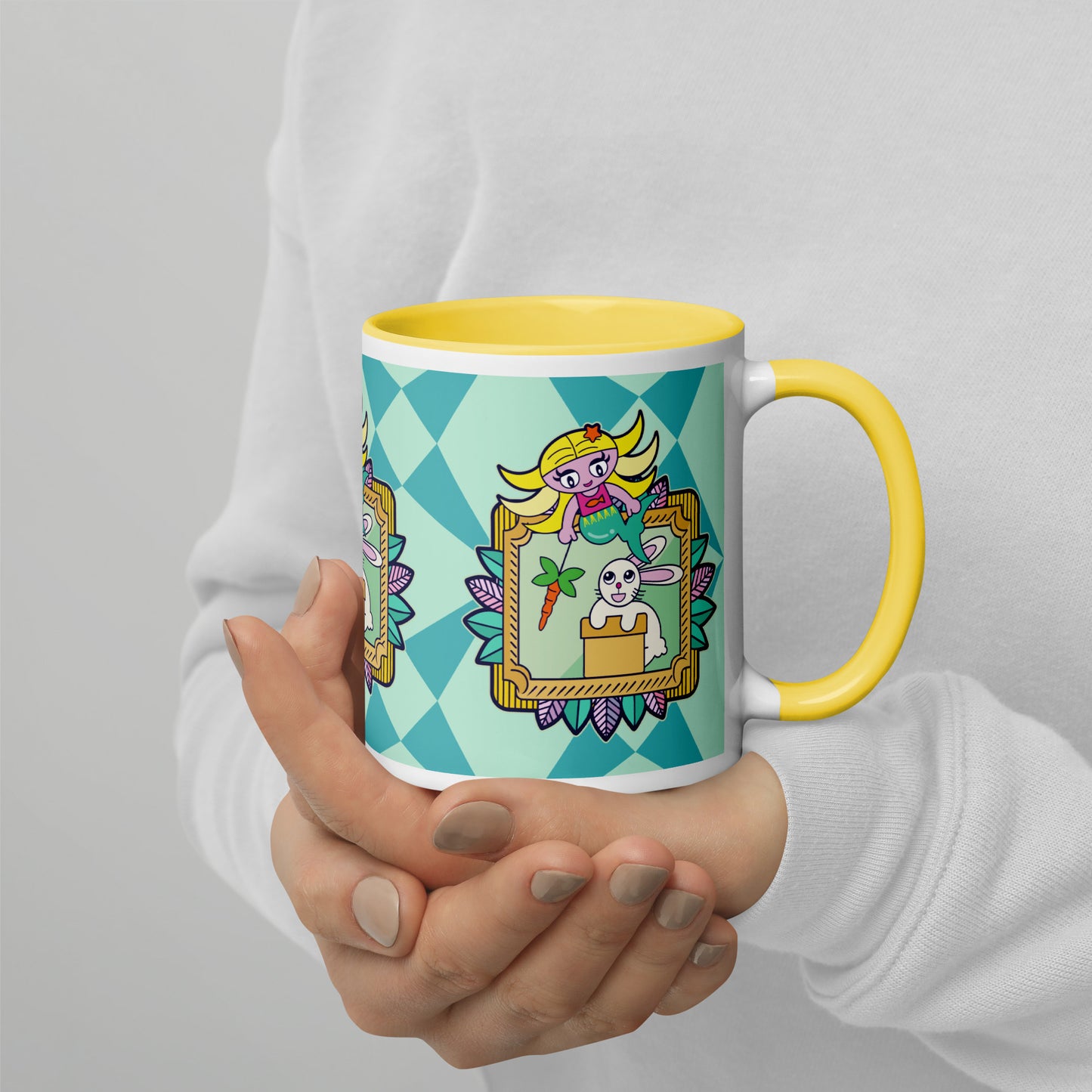 Mermaid & Bunny Mug with Color Inside