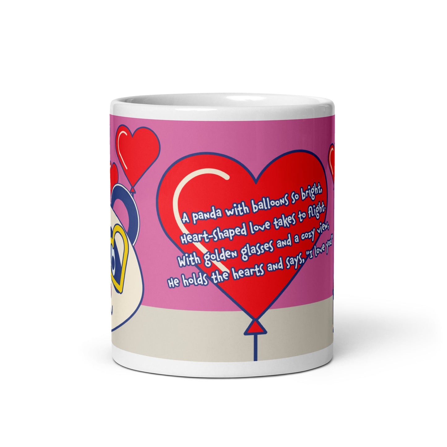 Panda love balloons glossy mug